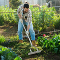 20 Inches Wide Aluminum Lawn Loosening Soil Rake with Long Handle and 19 Curved Tines - Lawn Care Tools