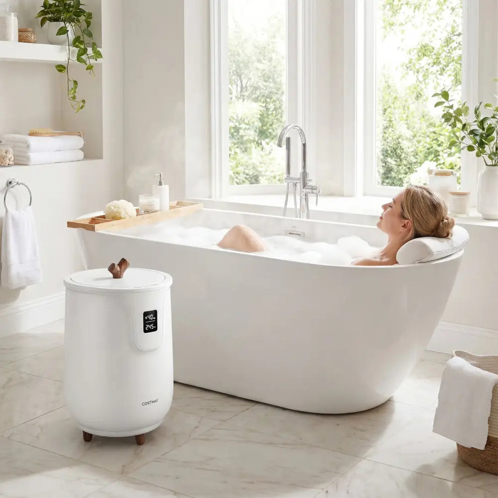 20 L Large Blanket and Towel Warmer with 3 Heat Levels for Bathroom-White - White - Dryers