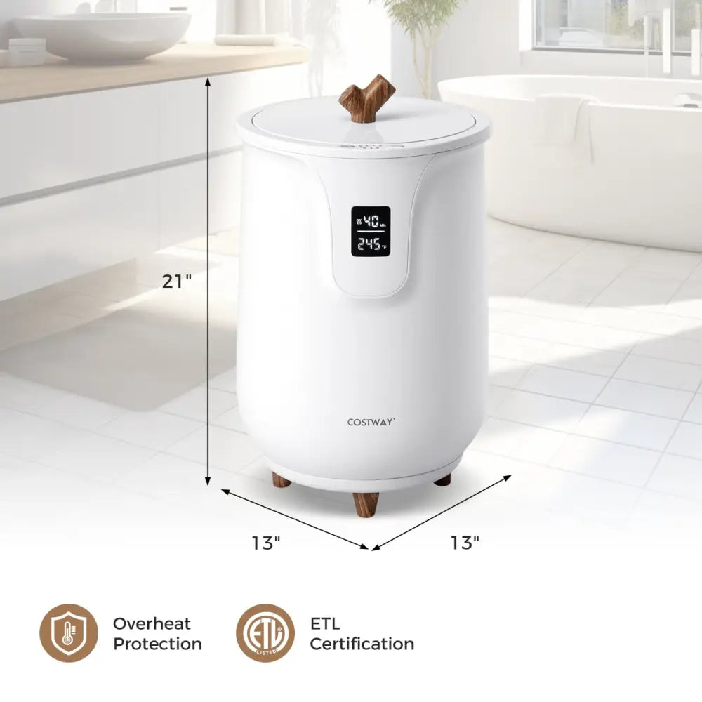 20 L Large Blanket and Towel Warmer with 3 Heat Levels for Bathroom-White - White - Dryers