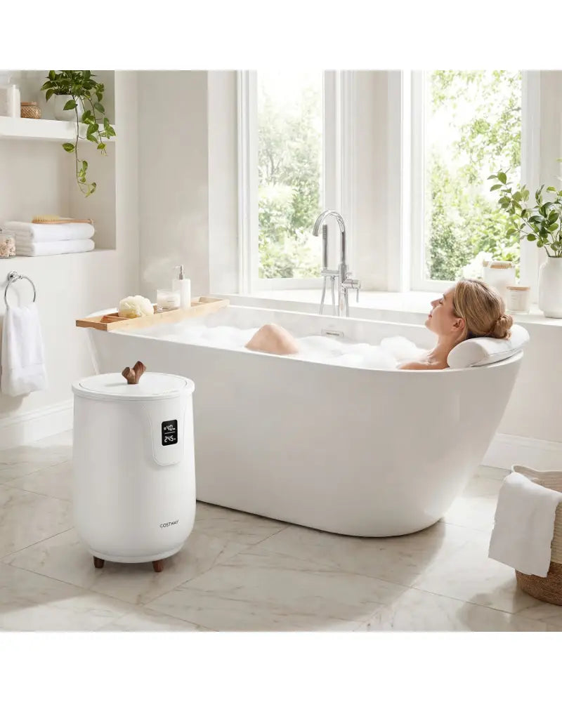20 L Large Blanket and Towel Warmer with 3 Heat Levels for Bathroom-White - White - Dryers