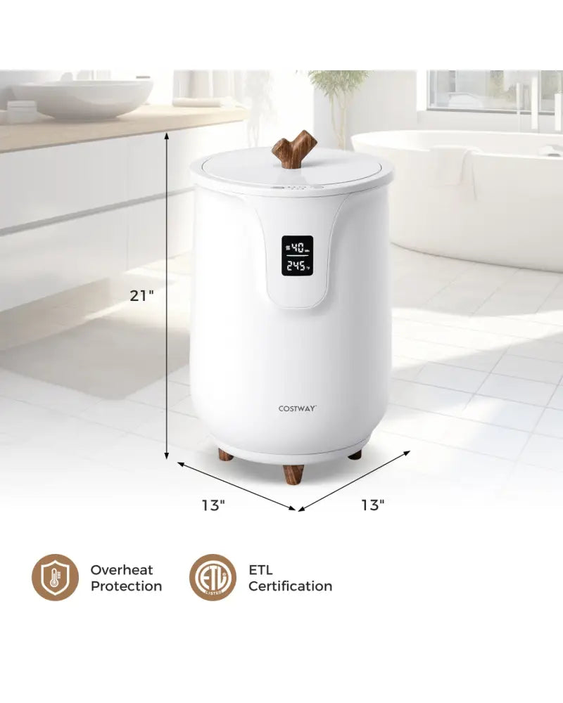 20 L Large Blanket and Towel Warmer with 3 Heat Levels for Bathroom-White - White - Dryers