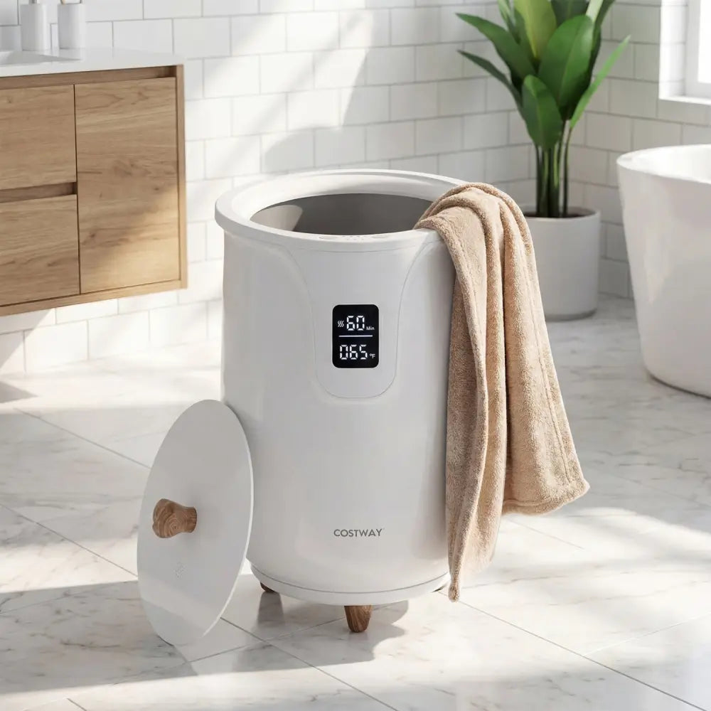 20 L Large Blanket and Towel Warmer with 3 Heat Levels for Bathroom-White - White - Dryers