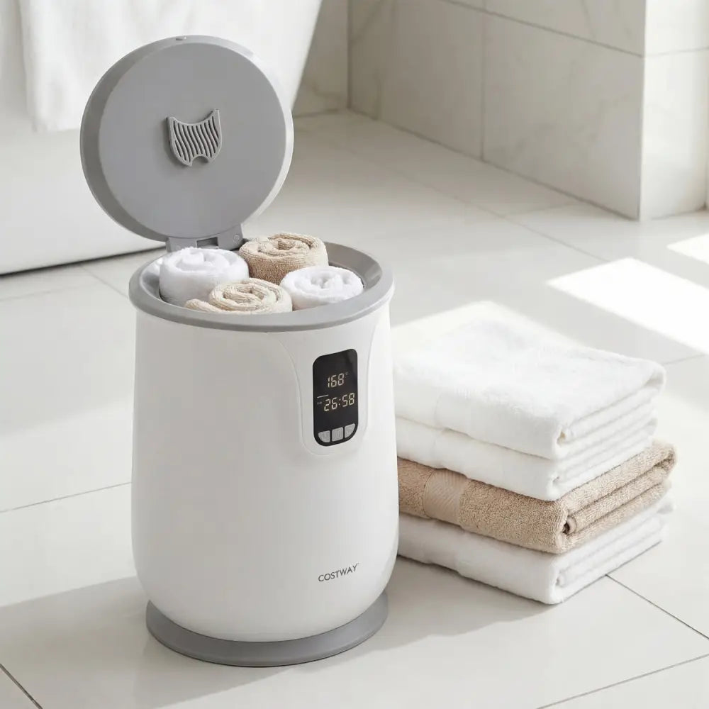 20 L Large Blanket Towel Warmer for Bathroom with 3 Heat Levels-White - White - Dryers