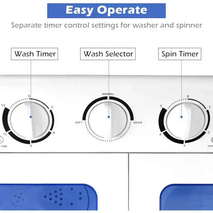 20 lbs Compact Twin Tub Washing Machine for Home Costway