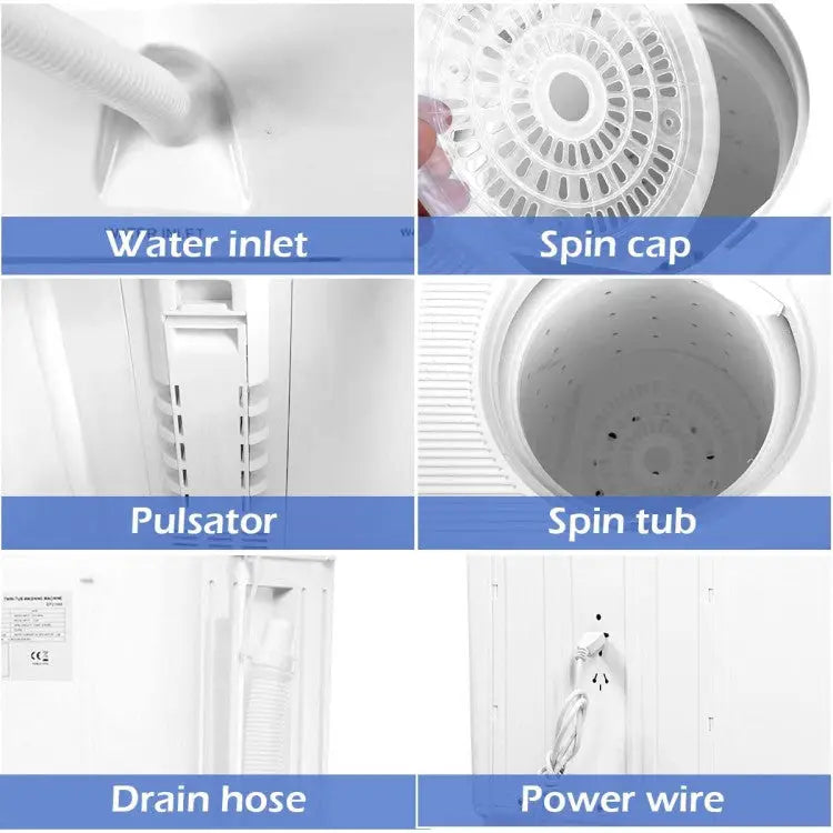 20 lbs Compact Twin Tub Washing Machine for Home - Washing Machines