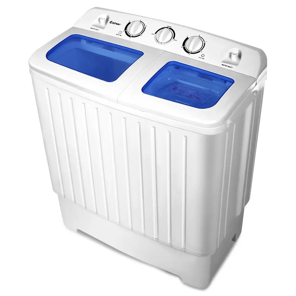 20 lbs Compact Twin Tub Washing Machine for Home Use - White - Washing Machines