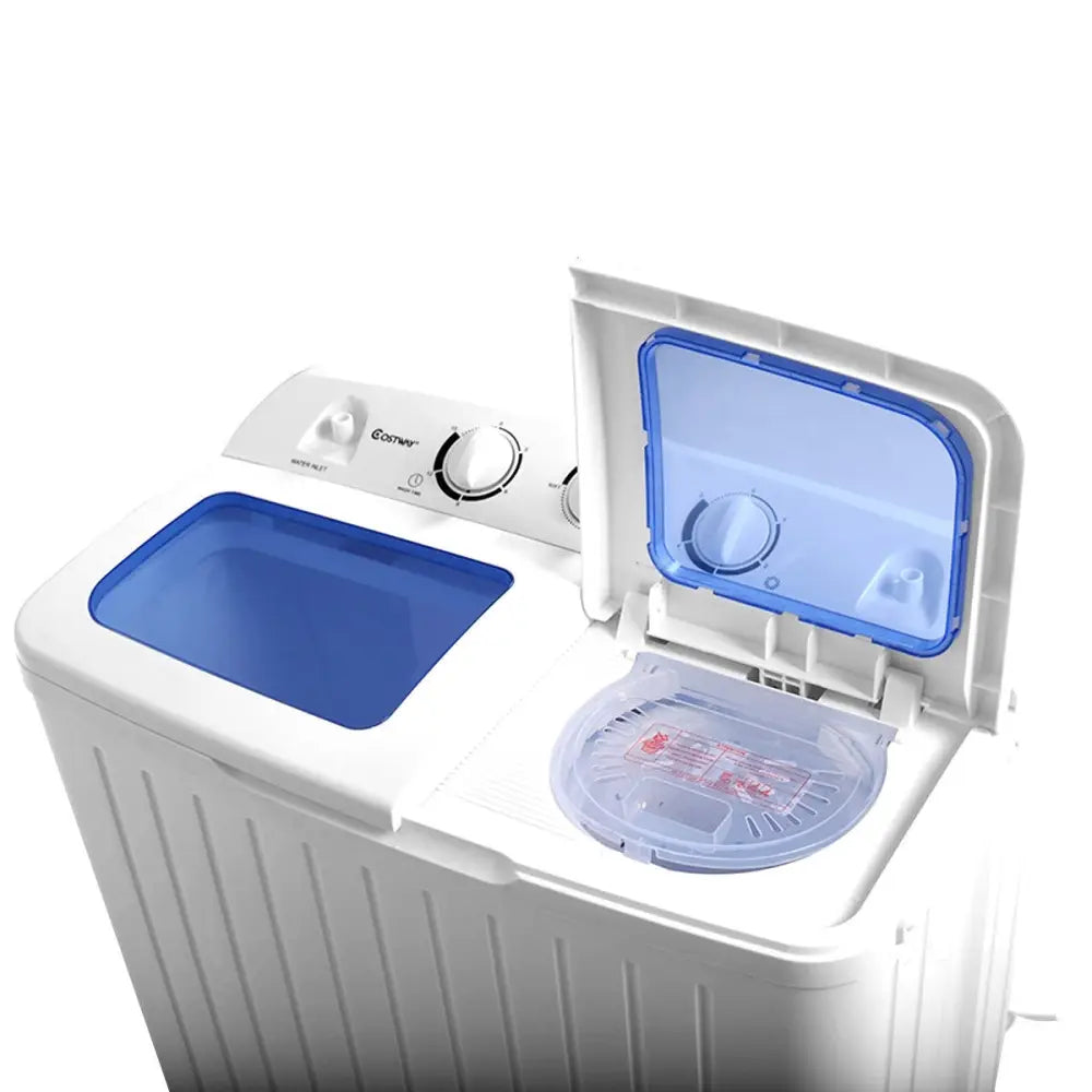 20 lbs Compact Twin Tub Washing Machine for Home Use - White - Washing Machines