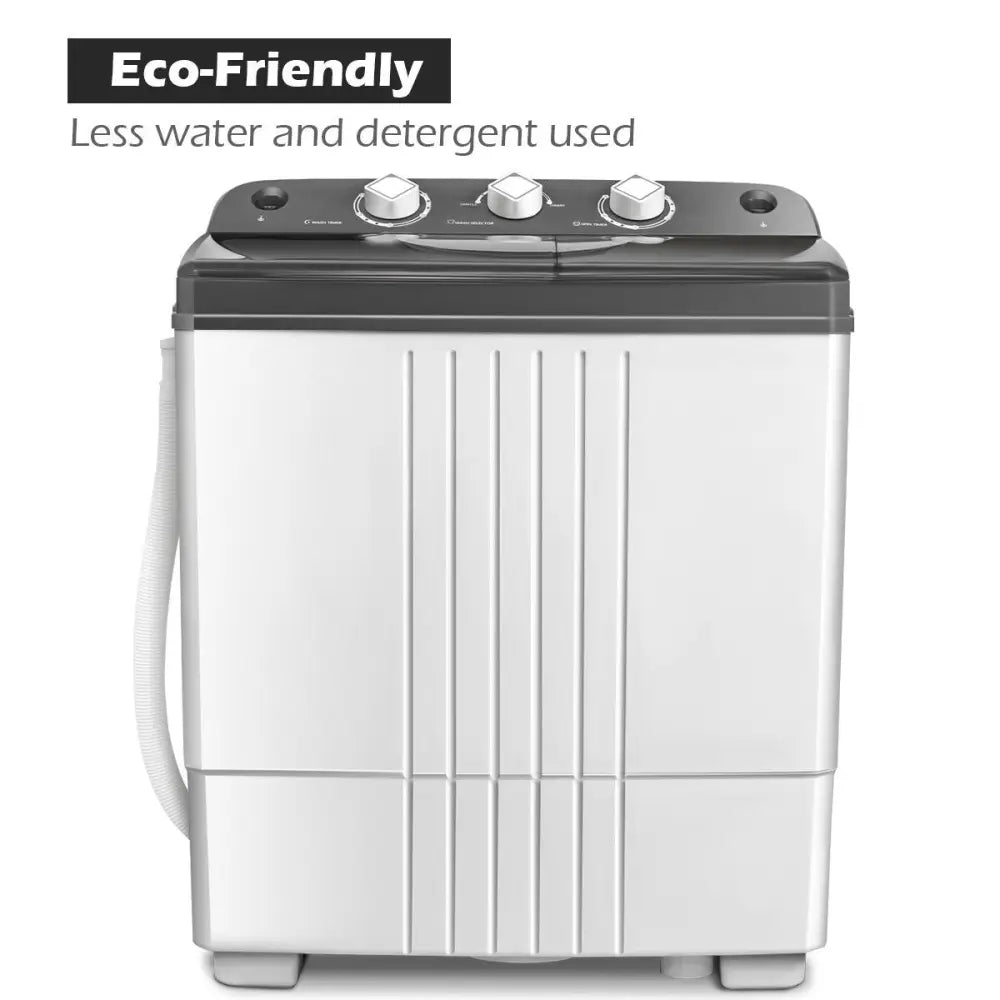 20 lbs Portable Semi-Automatic Twin-tub Washing Machine - Gray - Washing Machines