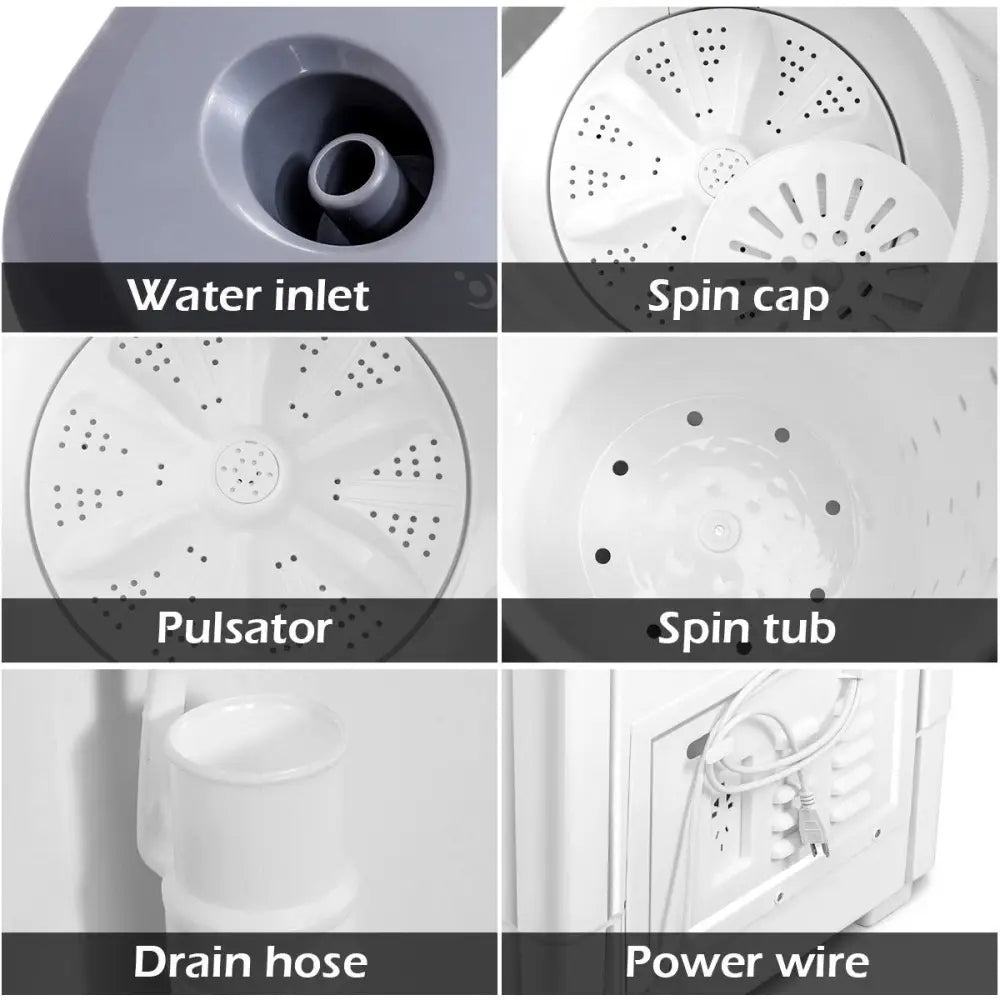 20 lbs Portable Semi-Automatic Twin-tub Washing Machine - Gray - Washing Machines