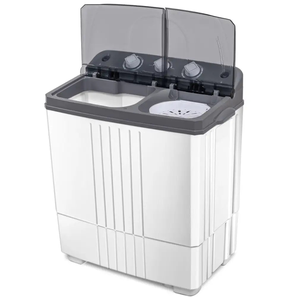 20 lbs Portable Semi-Automatic Twin-tub Washing Machine - Gray - Washing Machines