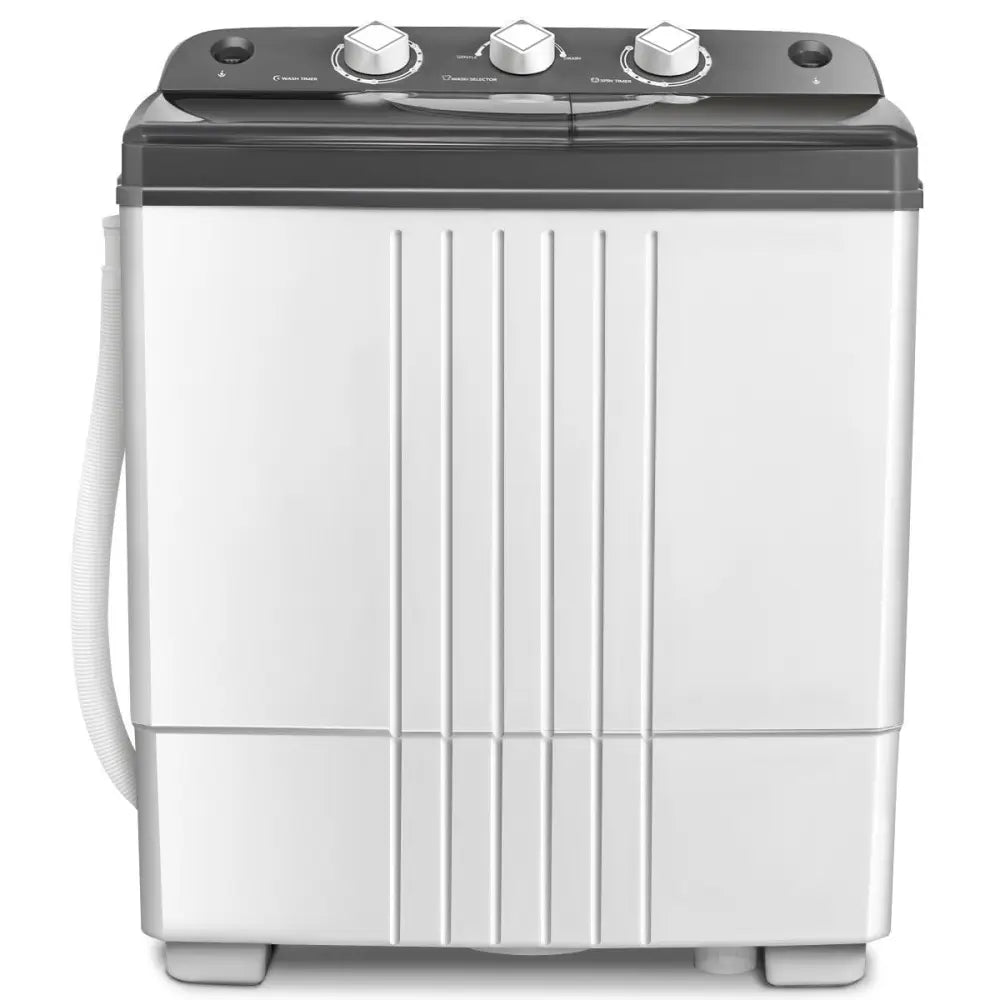 20 lbs Portable Semi-Automatic Twin-tub Washing Machine - Gray - Washing Machines