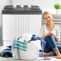20 lbs Portable Semi-Automatic Twin-tub Washing Machine - Gray - Washing Machines