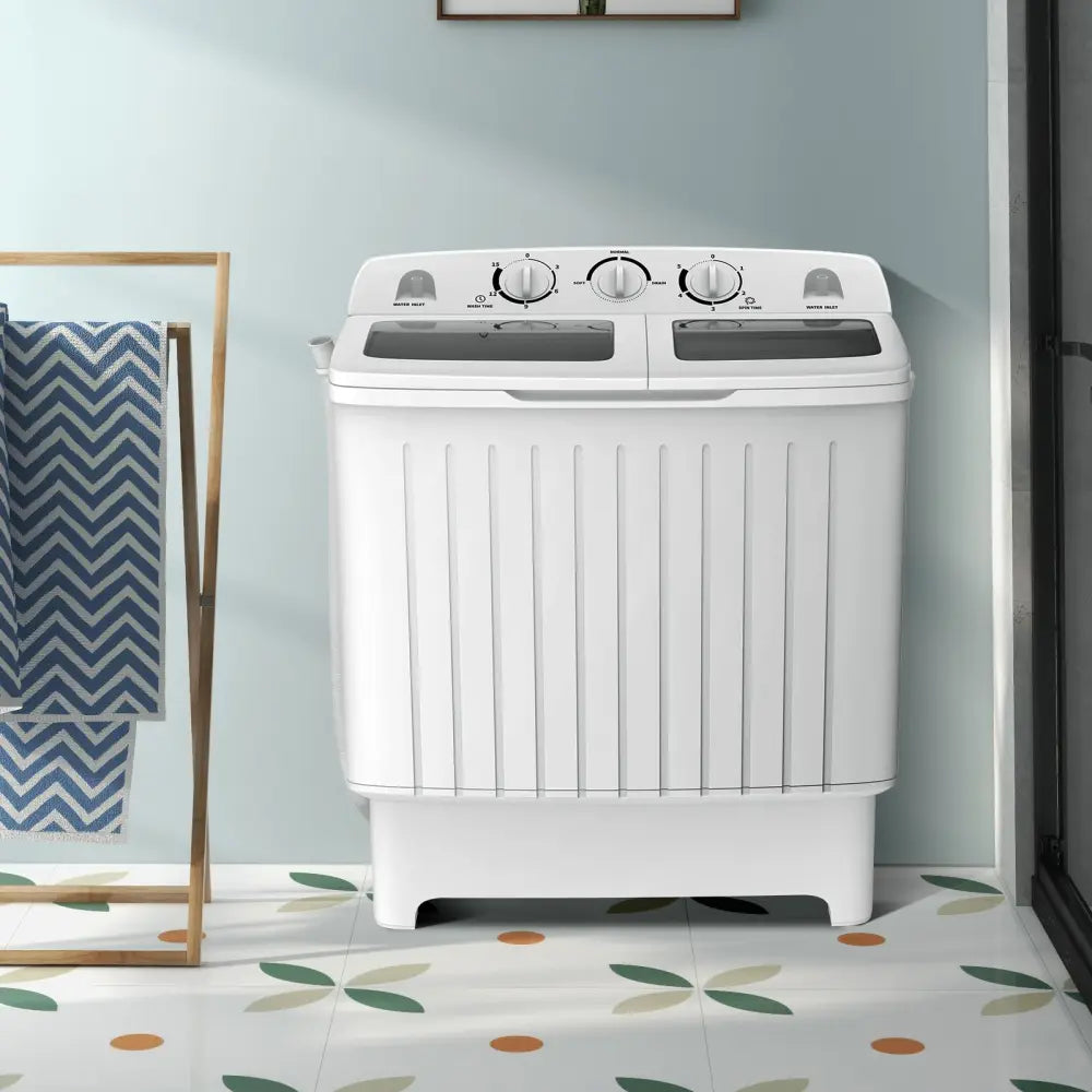 20 lbs Portable Washing Machine with Built-in Gravity Drain-Gray - Gray - Washing Machines