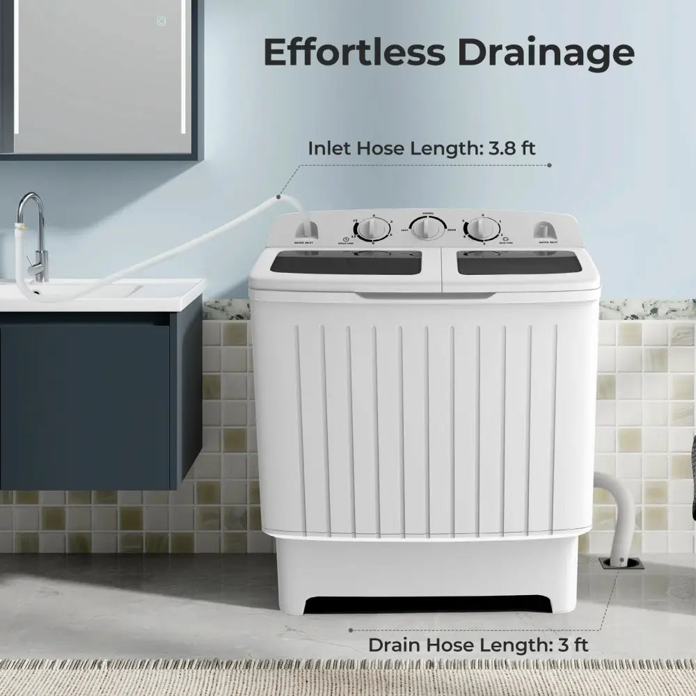 20 lbs Portable Washing Machine with Built-in Gravity Drain-Gray - Gray - Washing Machines