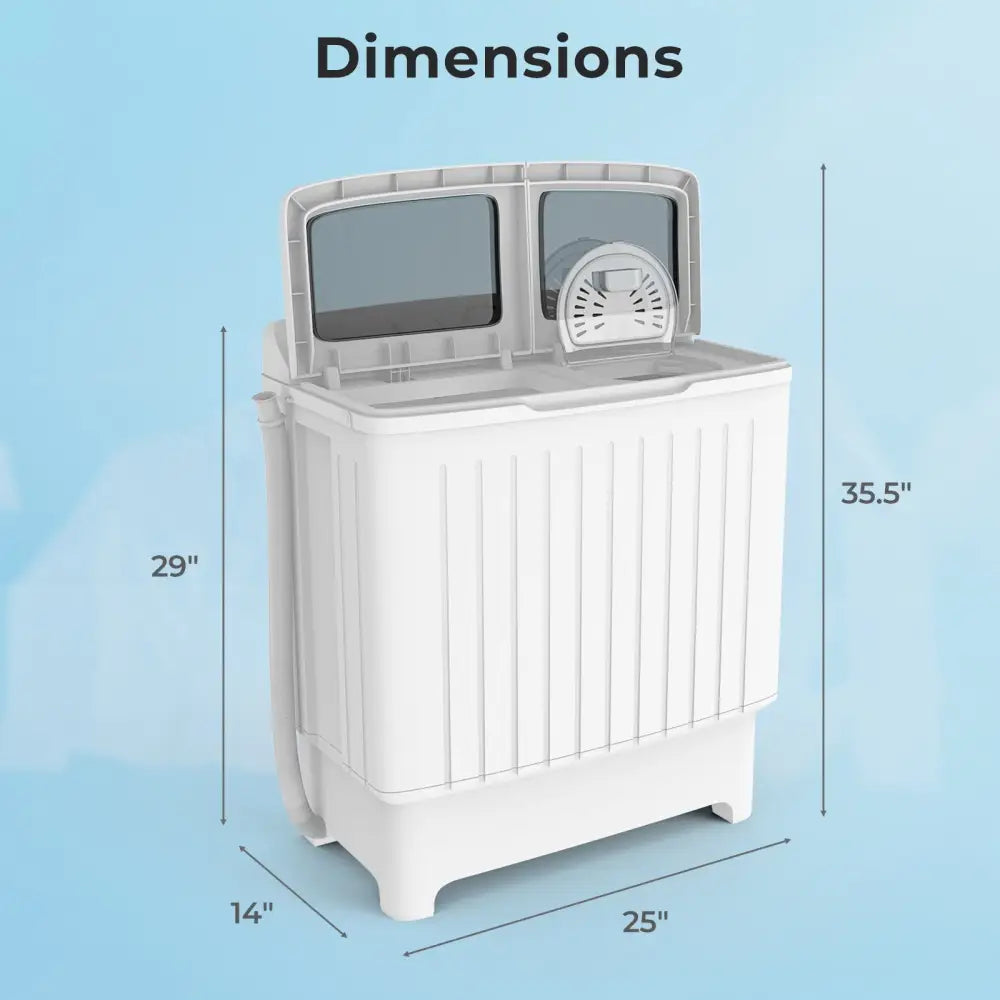 20 lbs Portable Washing Machine with Built-in Gravity Drain-Gray - Gray - Washing Machines