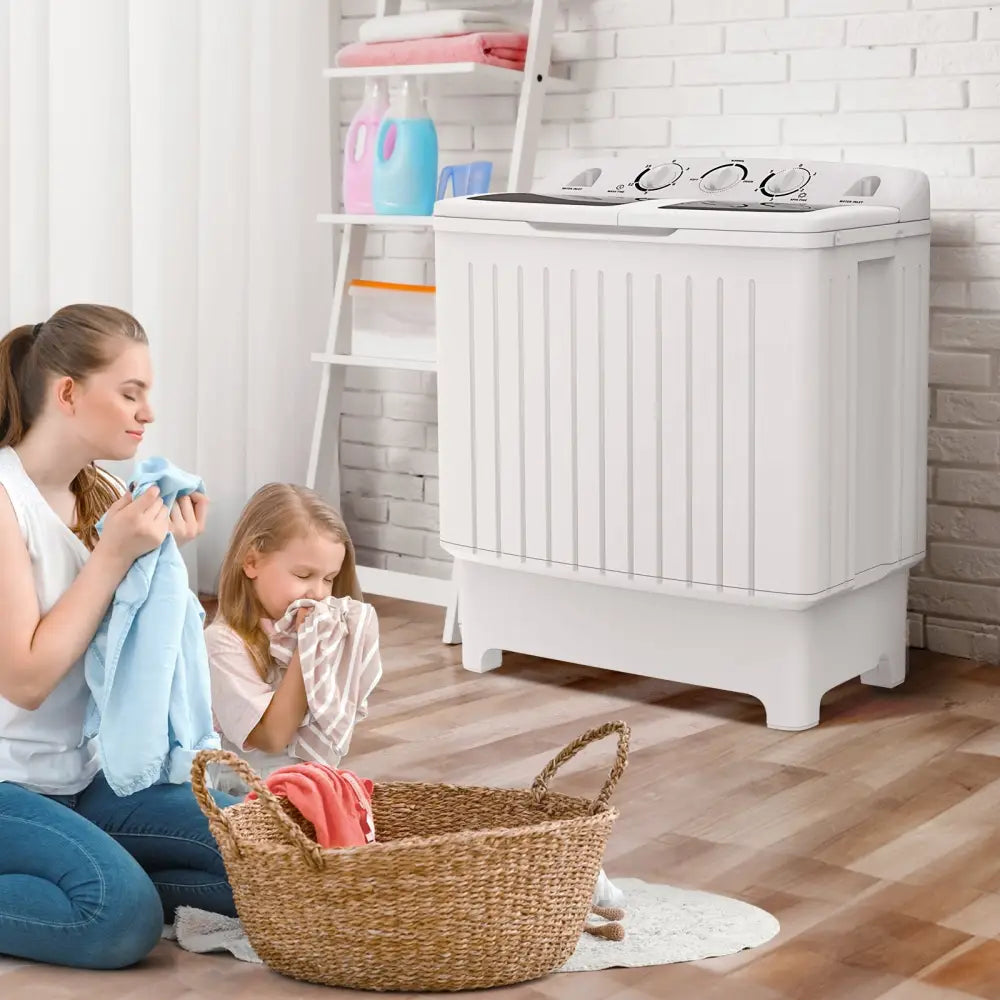 20 lbs Portable Washing Machine with Built-in Gravity Drain-Gray - Gray - Washing Machines
