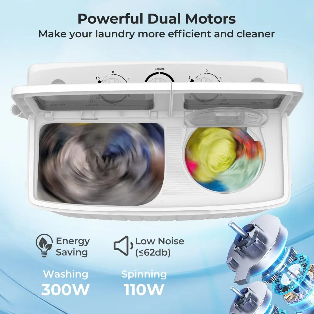 20 lbs Portable Washing Machine with Built-in Gravity Drain-Gray - Gray - Washing Machines