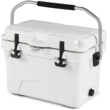 20 Quart Portable Hard Cooler with Built-in Ruler and Bottle-White - White - Coolers