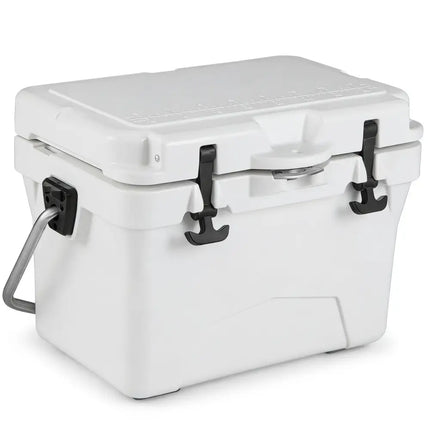 20 Quart Portable Hard Cooler with Built-in Ruler and Bottle-White - White - Coolers