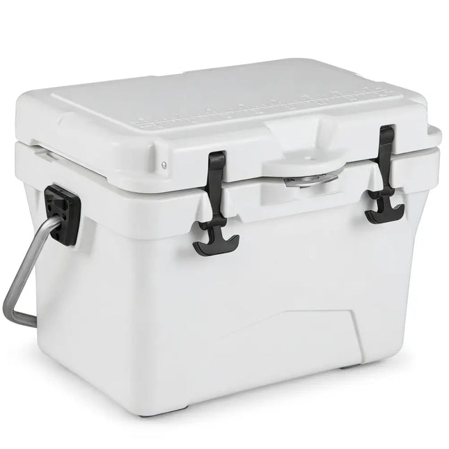 20 Quart Portable Hard Cooler with Built-in Ruler and Bottle-White - White - Coolers