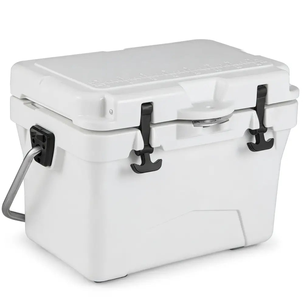20 Quart Portable Hard Cooler with Built-in Ruler and Bottle-White - White - Coolers