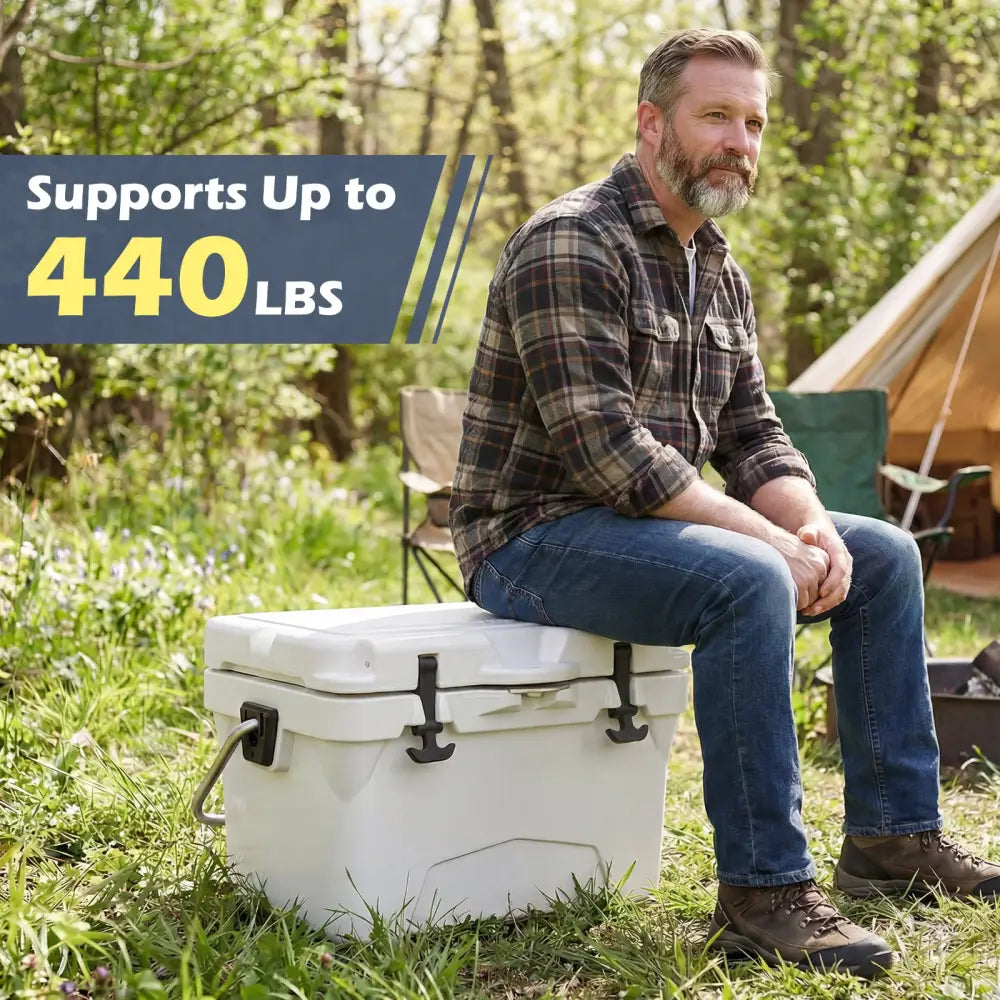 20 Quart Portable Hard Cooler with Built-in Ruler and Bottle-White - White - Coolers