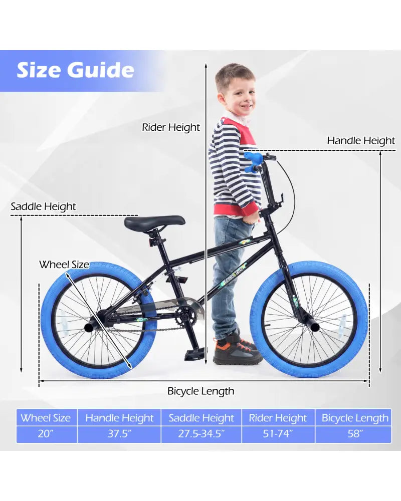 20’’ Trick Bicycle with 360 Degree Steering and Adjustable Seat for Kids and Teens-Navy - Navy - Kids Bike