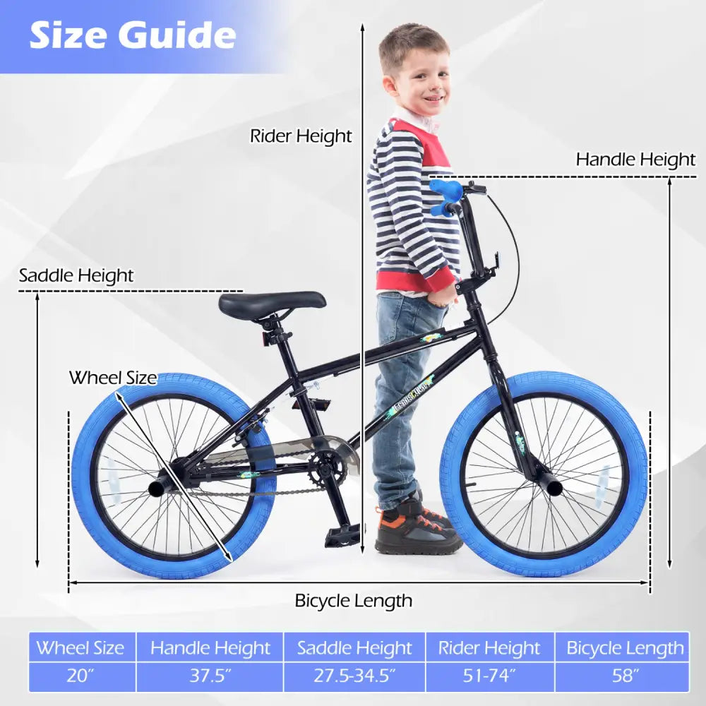 20’’ Trick Bicycle with 360 Degree Steering and Adjustable Seat for Kids and Teens-Navy - Navy - Kids Bike
