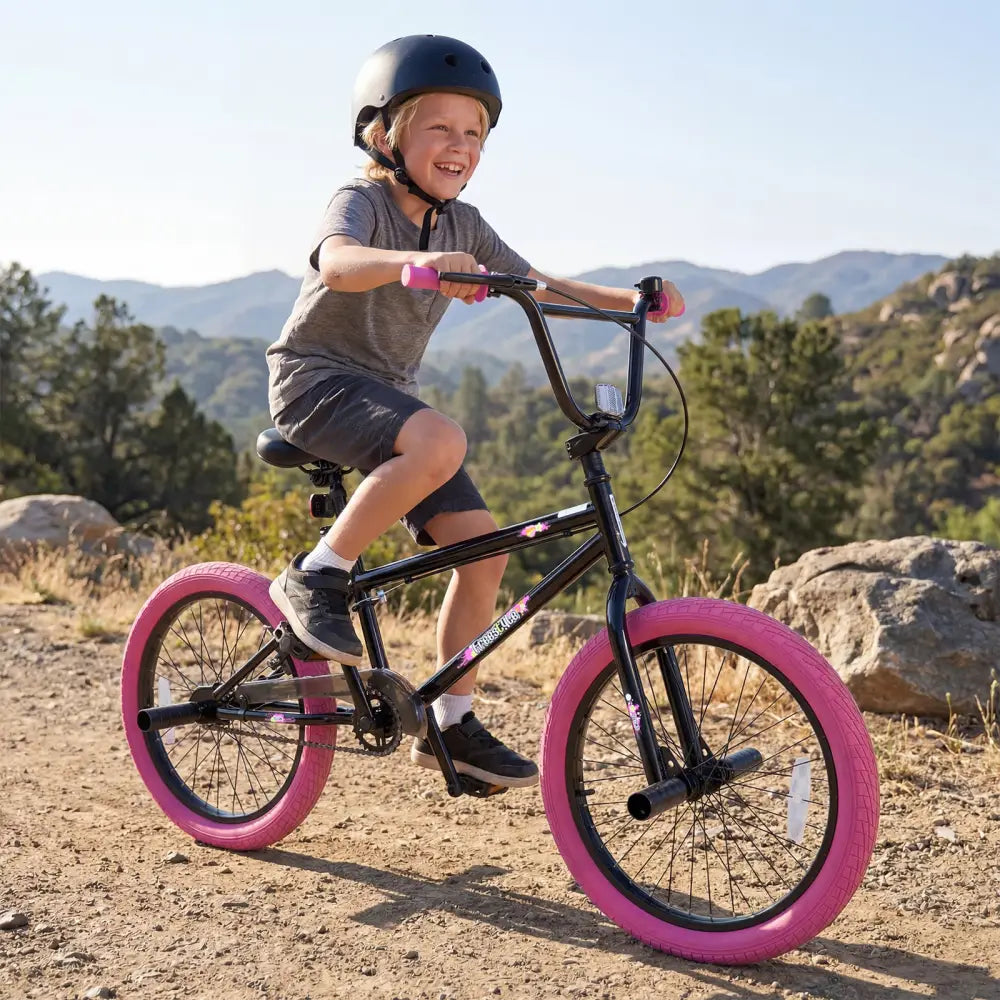 20’’ Trick Bicycle with 360 Degree Steering and Adjustable Seat for Kids and Teens-Pink - Pink - Kids Bike