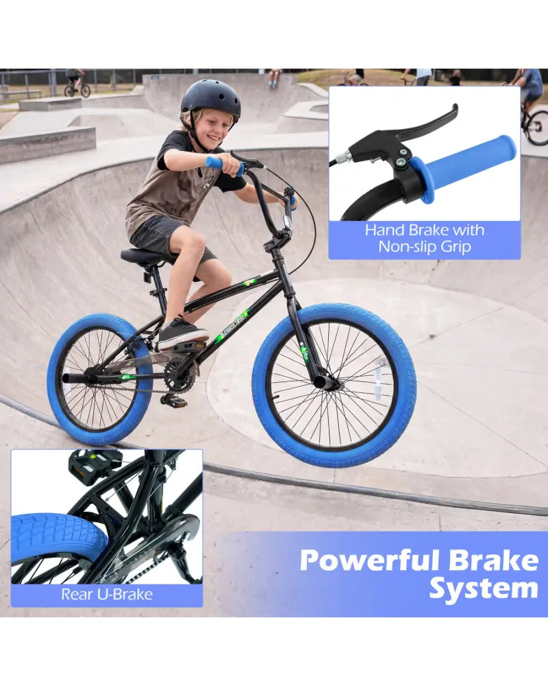 20’’ Trick Bicycle with 360 Degree Steering and Adjustable Seat for Kids and Teens-Navy - Navy - Kids Bike