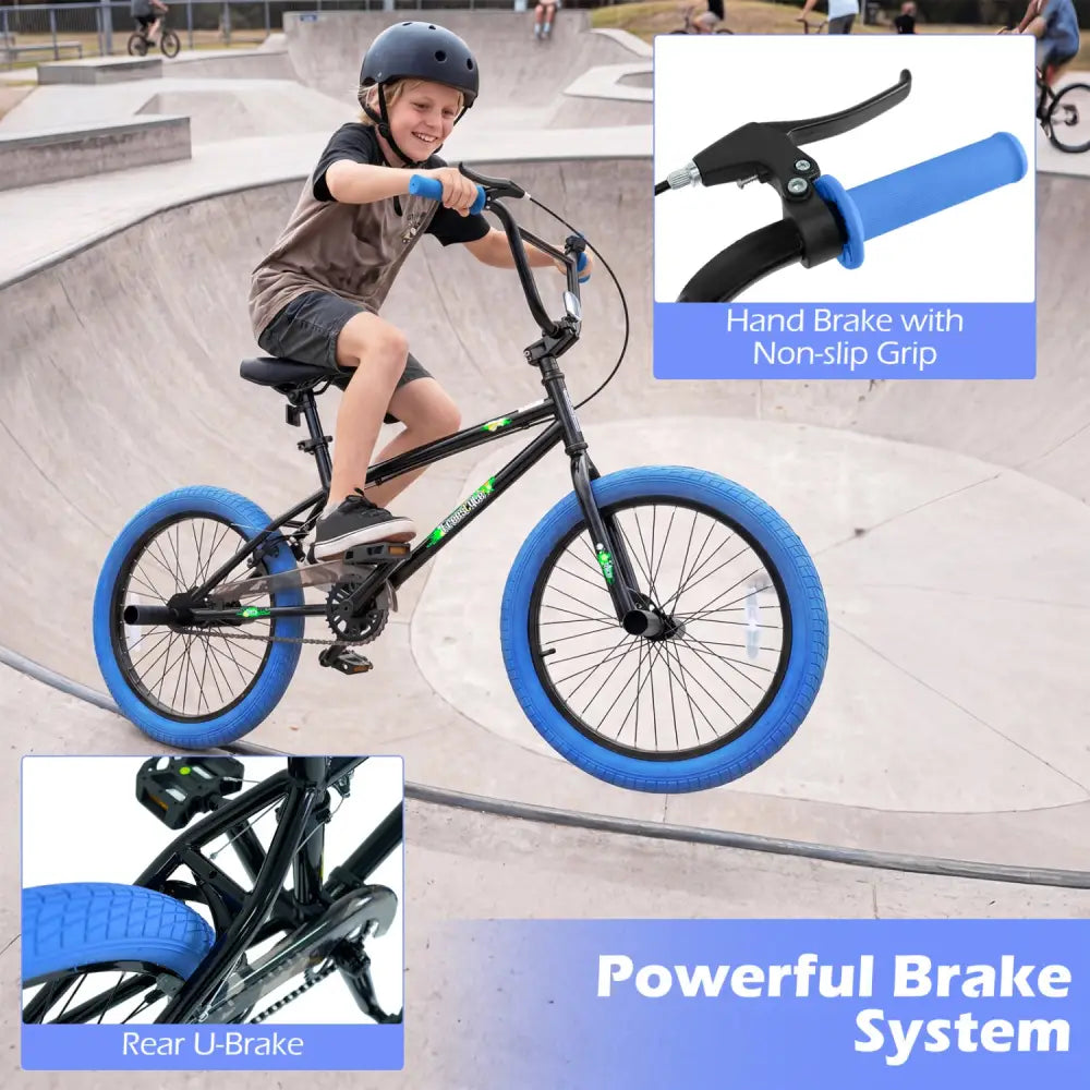 20’’ Trick Bicycle with 360 Degree Steering and Adjustable Seat for Kids and Teens-Navy - Navy - Kids Bike