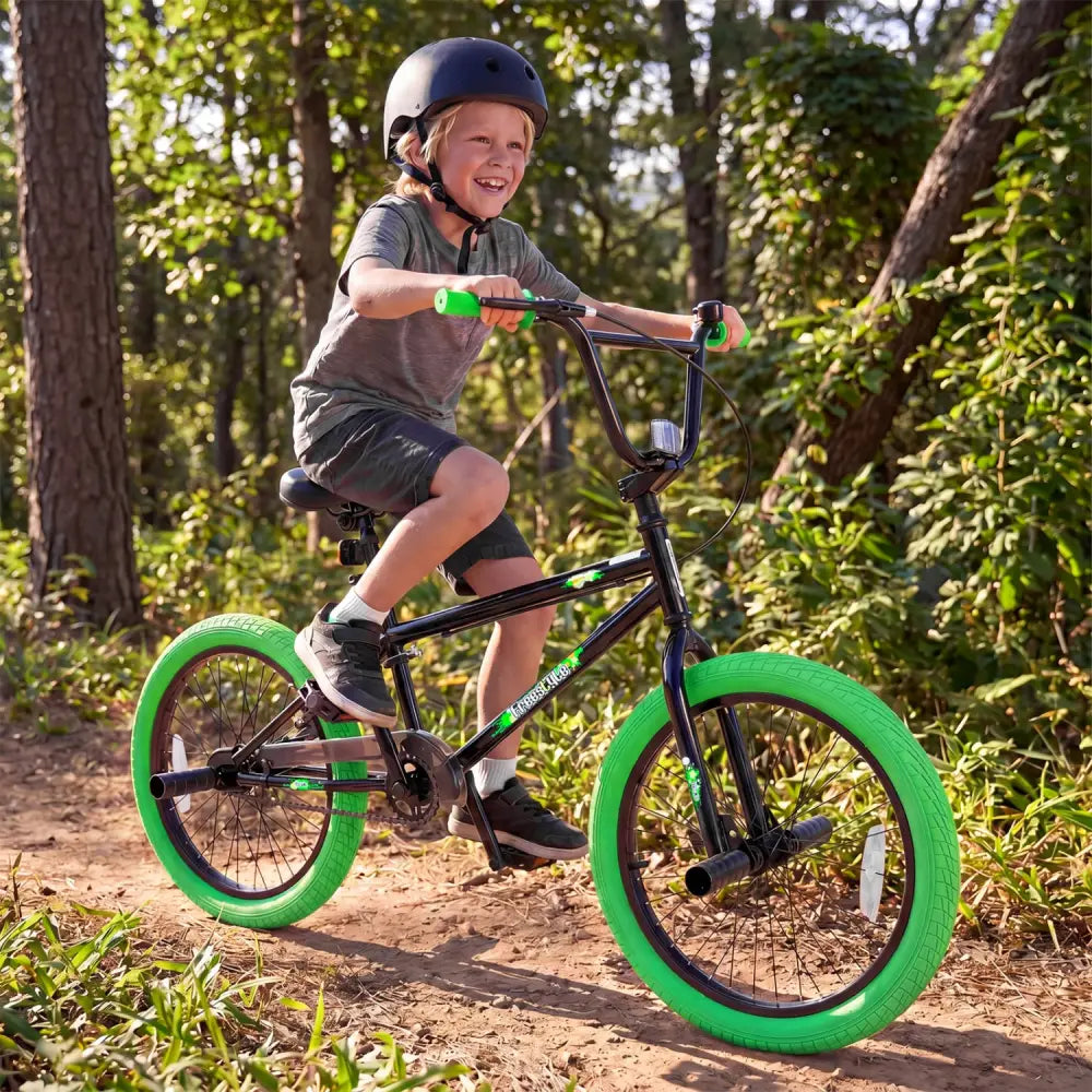20’’ Trick Bicycle with 360 Degree Steering and Adjustable Seat for Kids and Teens-Green - Green - Kids Bike