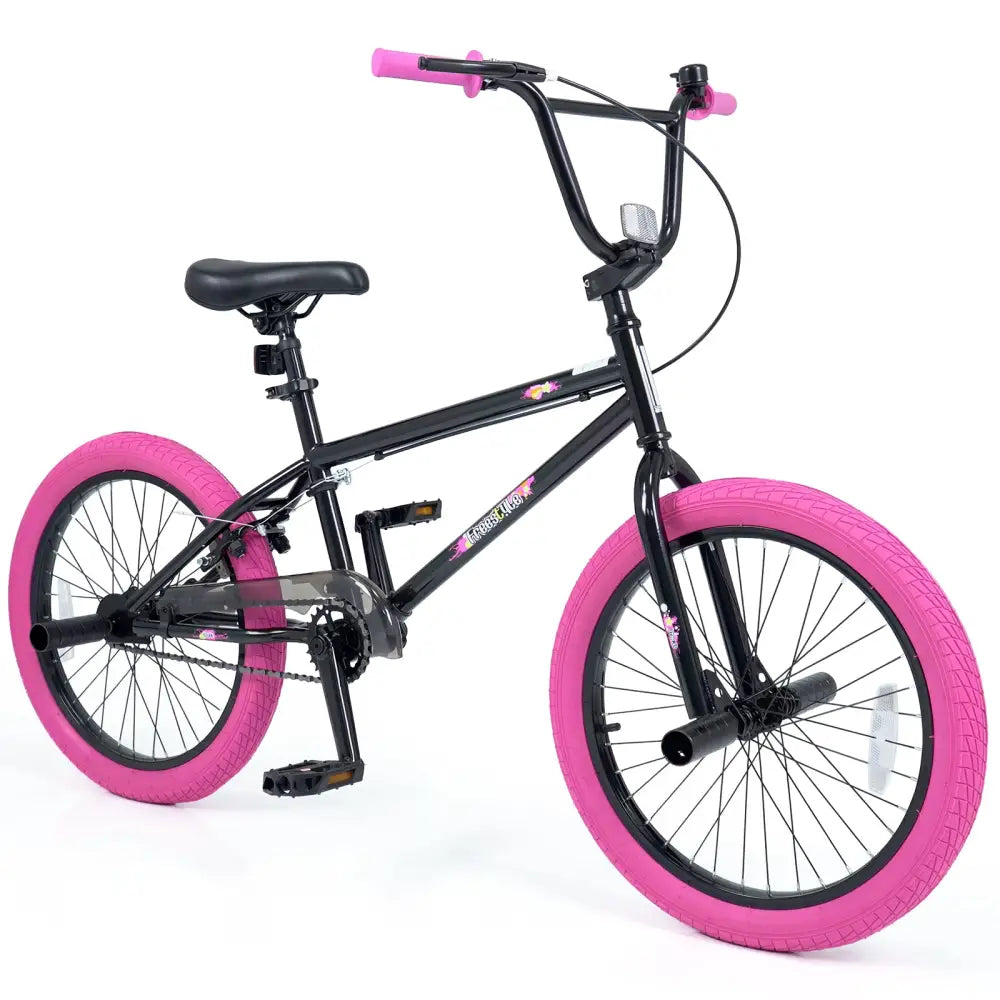 20’’ Trick Bicycle with 360 Degree Steering and Adjustable Seat for Kids and Teens-Pink - Pink - Kids Bike