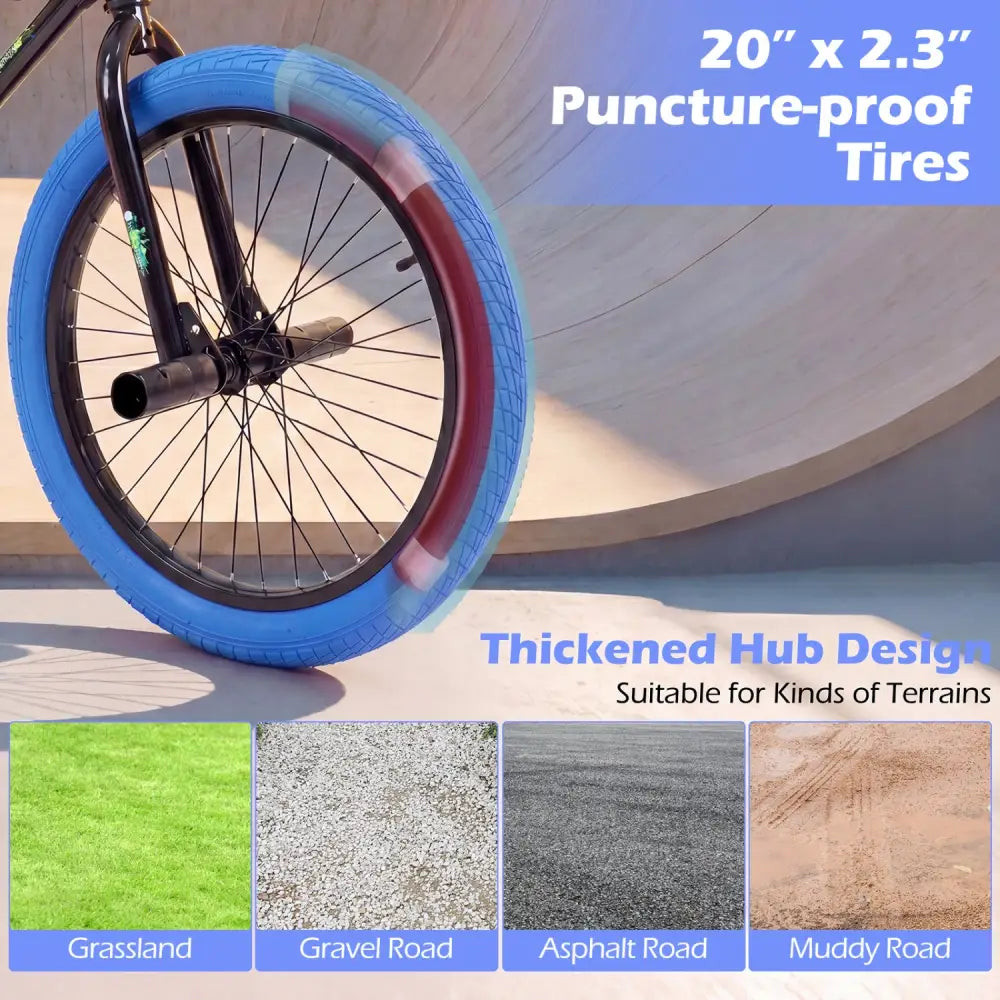 20’’ Trick Bicycle with 360 Degree Steering and Adjustable Seat for Kids and Teens-Navy - Navy - Kids Bike
