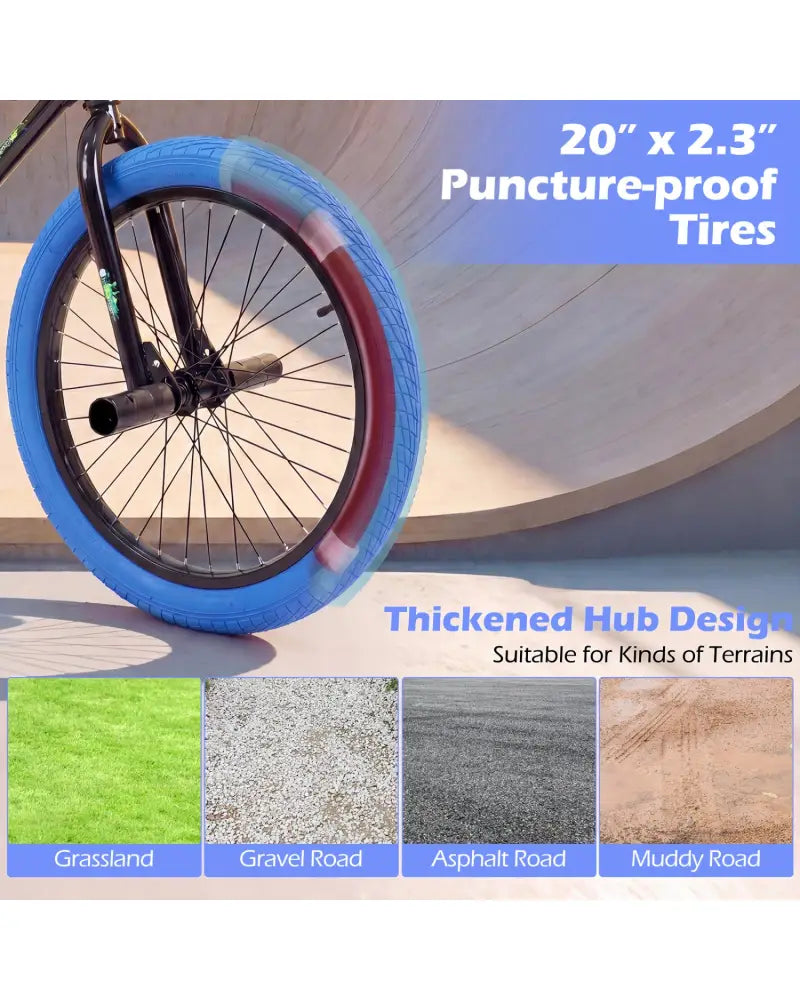 20’’ Trick Bicycle with 360 Degree Steering and Adjustable Seat for Kids and Teens-Navy - Navy - Kids Bike