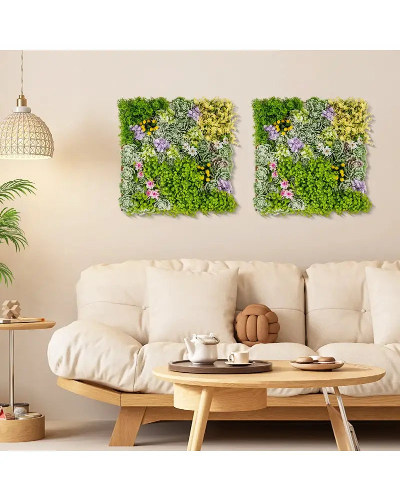 20’’ x 20’’ 3D Hanging Succulents with 10 Types of Mixed Faux Plants for Balcony Home - Green - Faux Plants