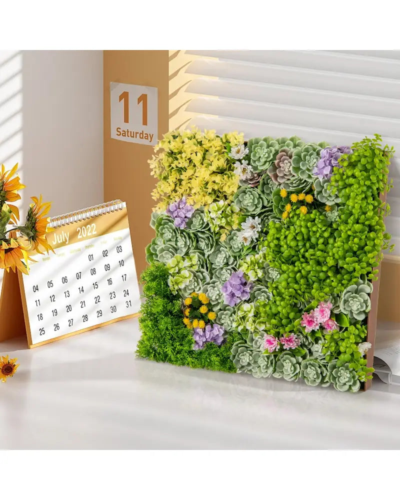 20’’ x 20’’ 3D Hanging Succulents with 10 Types of Mixed Faux Plants for Balcony Home - Green - Faux Plants