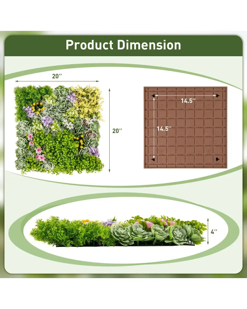 20’’ x 20’’ 3D Hanging Succulents with 10 Types of Mixed Faux Plants for Balcony Home - Green - Faux Plants