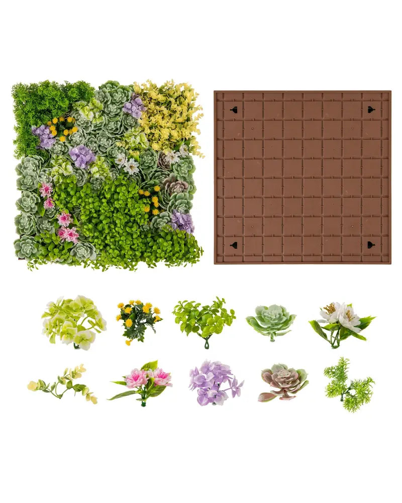 20’’ x 20’’ 3D Hanging Succulents with 10 Types of Mixed Faux Plants for Balcony Home - Green - Faux Plants