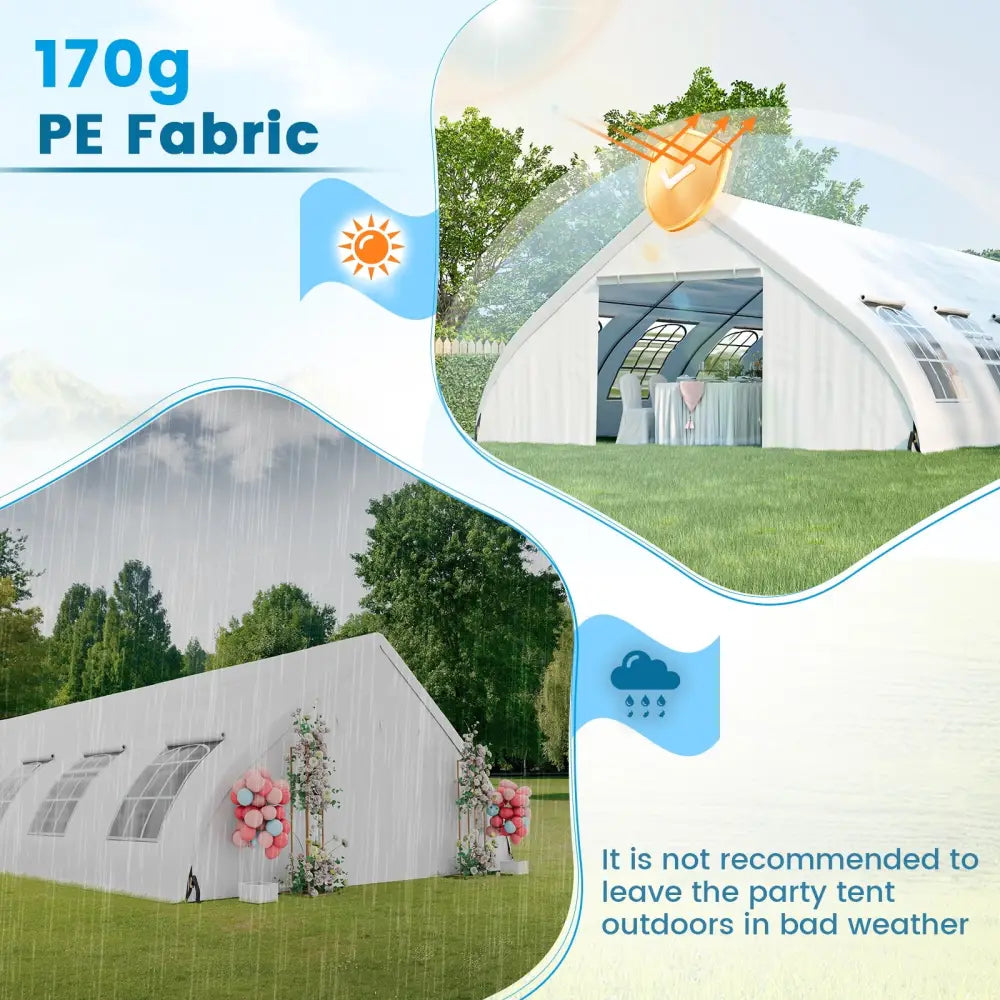 20 x 40 FT Peach Shaped Party Tent Wedding Canopy with Zipper Doors-White - White - Canopies