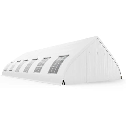 20 x 40 FT Peach Shaped Party Tent Wedding Canopy with Zipper Doors-White - White - Canopies