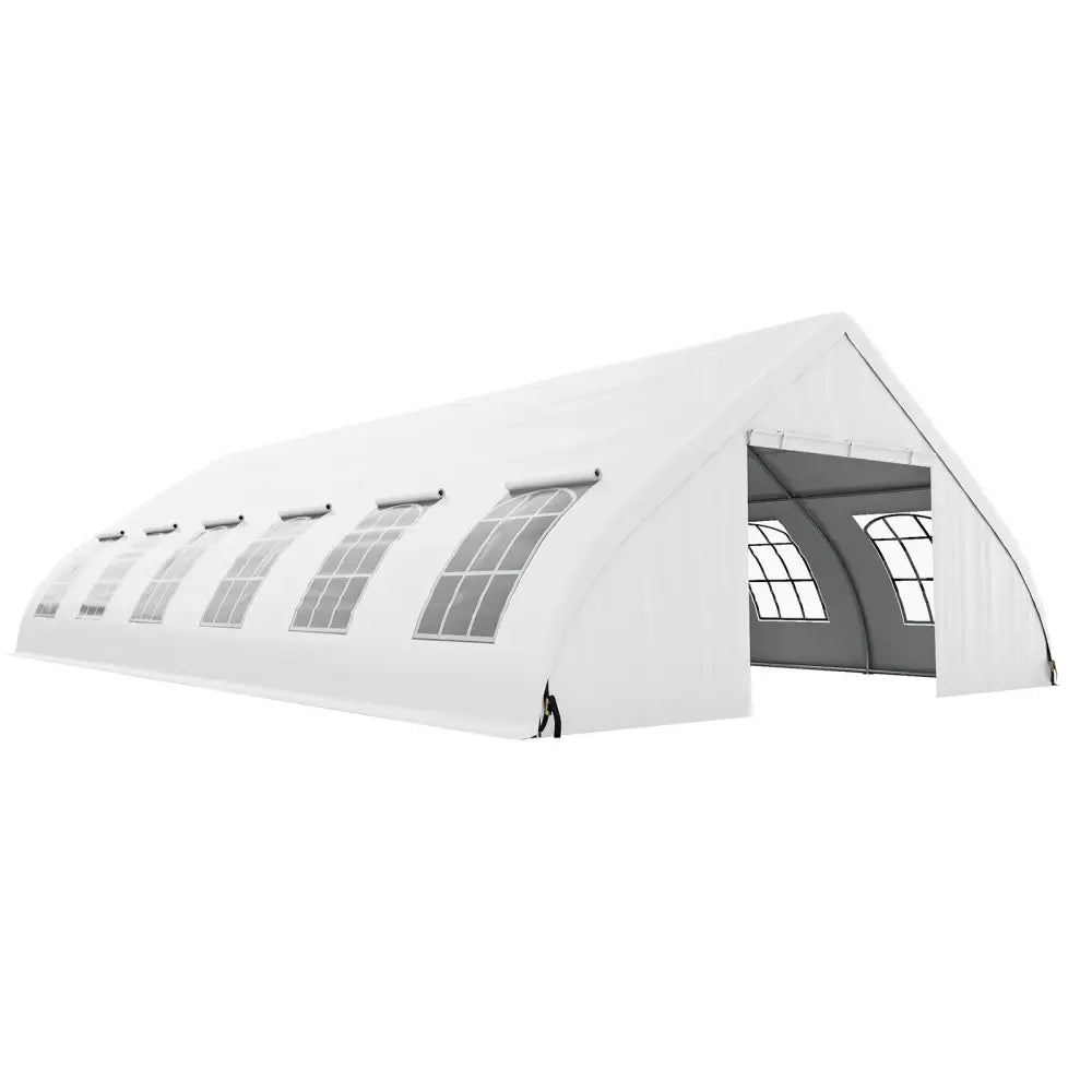 20 x 40 FT Peach Shaped Party Tent Wedding Canopy with Zipper Doors-White - White - Canopies