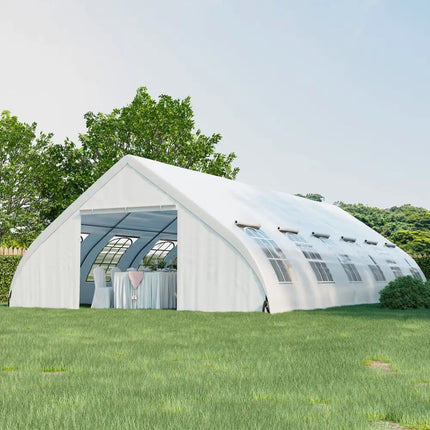 20 x 40 FT Peach Shaped Party Tent Wedding Canopy with Zipper Doors-White - White - Canopies