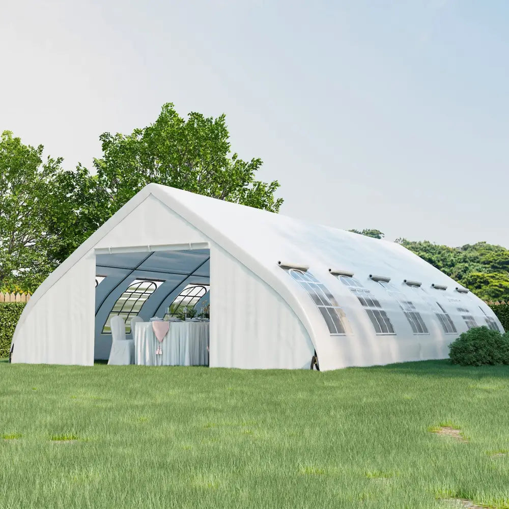 20 x 40 FT Peach Shaped Party Tent Wedding Canopy with Zipper Doors-White - White - Canopies