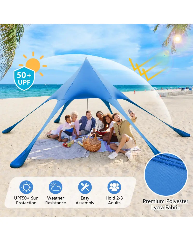 20 x 20 Feet Beach Canopy Tent with UPF50+ Sun Protection and Shovel-Blue - Blue - Canopies