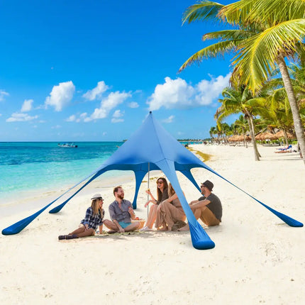 20 x 20 Feet Beach Canopy Tent with UPF50+ Sun Protection and Shovel-Blue - Blue - Canopies