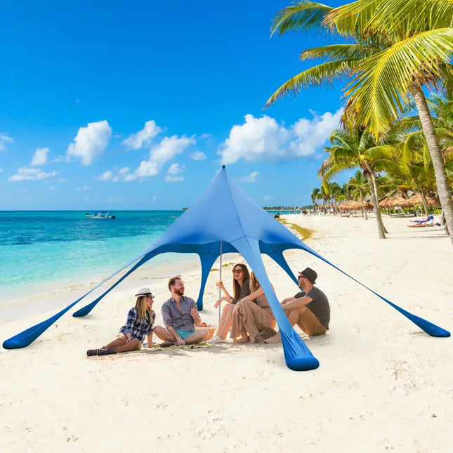 20 x 20 Feet Beach Canopy Tent with UPF50+ Sun Protection and Shovel-Blue - Blue - Canopies