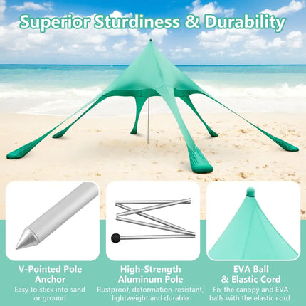 20 x 20 Feet Beach Canopy Tent with UPF50+ Sun Protection and Shovel-Green - Green - Canopies