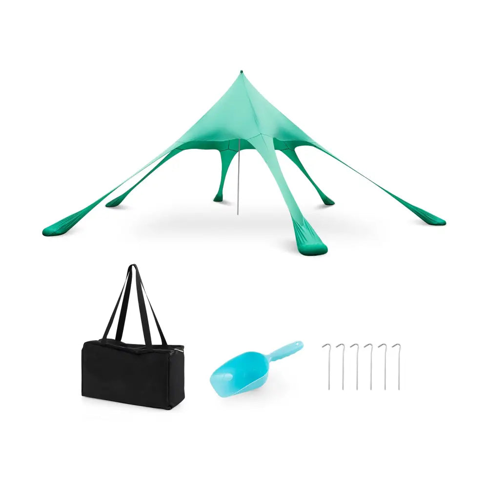 20 x 20 Feet Beach Canopy Tent with UPF50+ Sun Protection and Shovel-Green - Green - Canopies