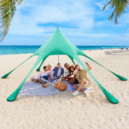 20 x 20 Feet Beach Canopy Tent with UPF50+ Sun Protection and Shovel-Green - Green - Canopies